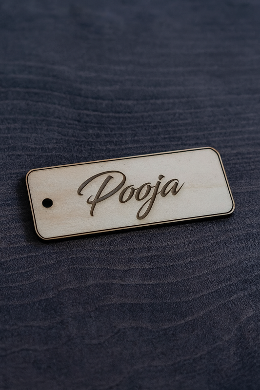 Engraved Wooden Name Tag
