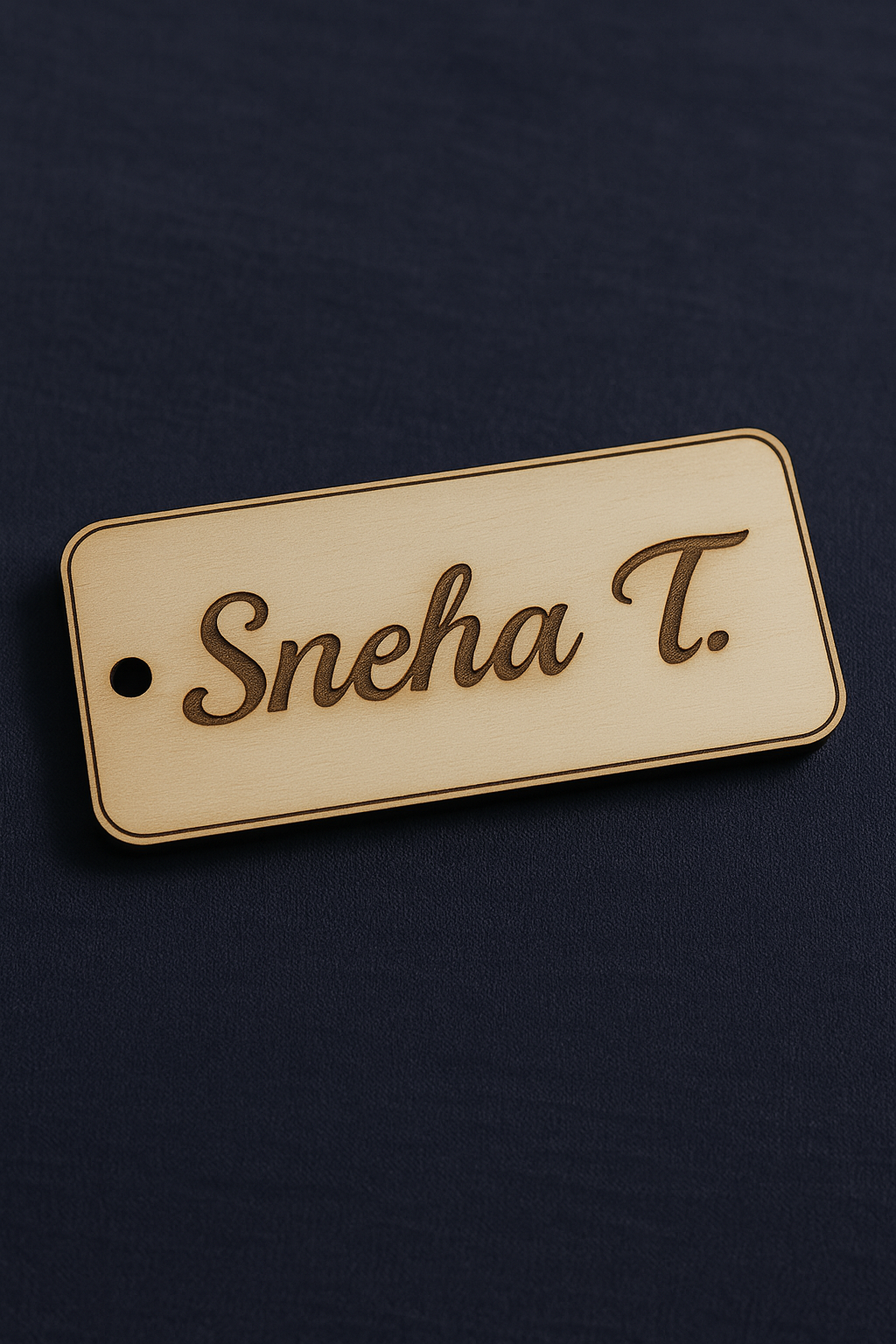 Engraved Wooden Name Tag
